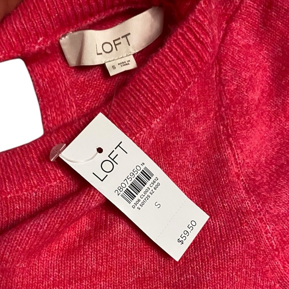 LOFT Hot Pink Open Back Faux Wrap Limited Edition Long Sleeve Sweater - Picture 2 of 6